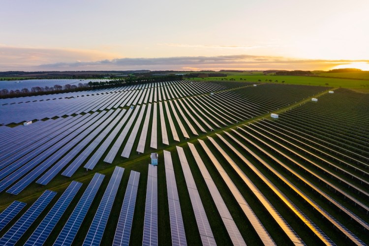 Colorful solar panel farm