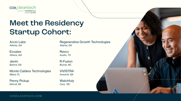 Cox Enterprises Announces Inaugural Cohort of Startups Chosen for its Cox Cleantech Residency Program